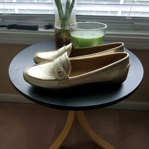 Coach Size 10 Gold Metallic Loafers